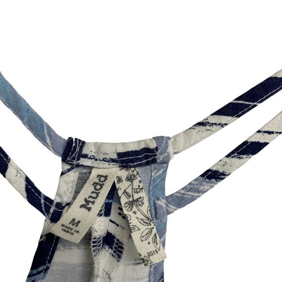 Mudd Junior's size Medium Blue white gray tribal stripe Racerback Granola Top - Picture 6 of 13